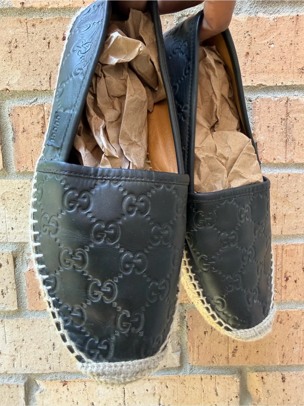 Gucci Black GG Espadrille Flats - Picture 2 of 12